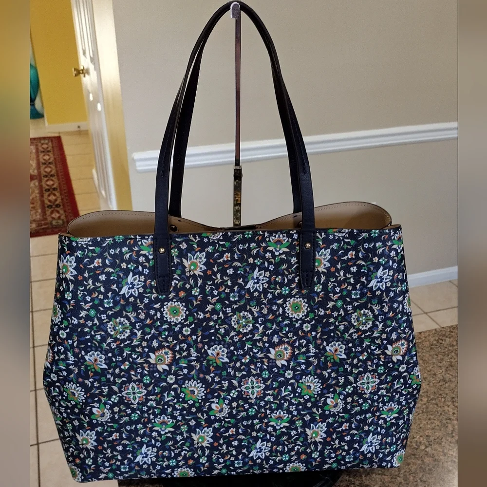 NWOT Tory Burch Floral Tote Bag - Navy and Multicolor